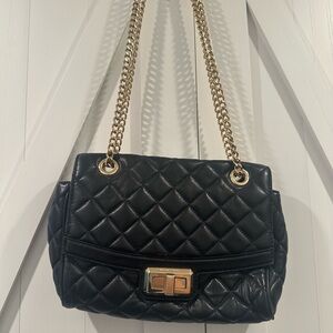 Michael Kors Quilted Black Shoulder Bag with Gold Chain
